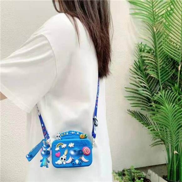 Girls crossbody bag wallet purse with zipper coin pouch adjustable strap blue gi - Picture 2 of 8